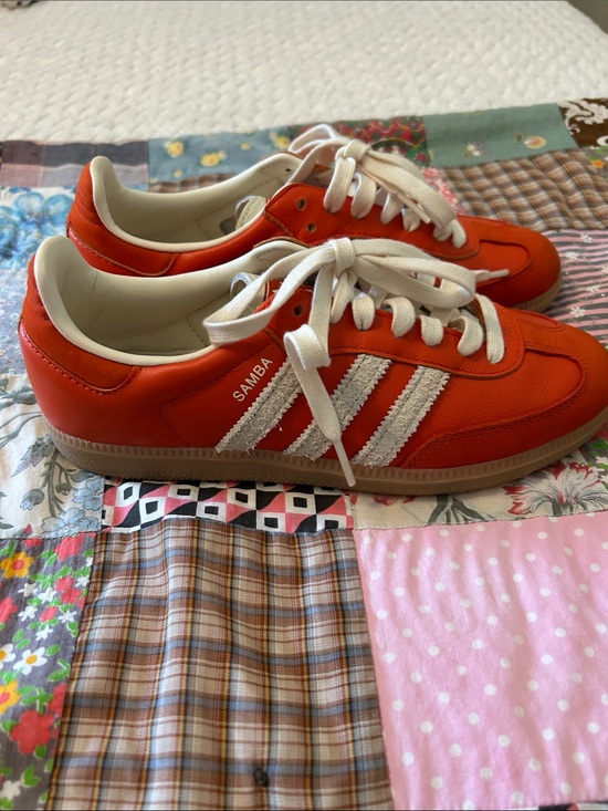 adidas Shoes - adidas Samba Orange and White Leather Sneakers